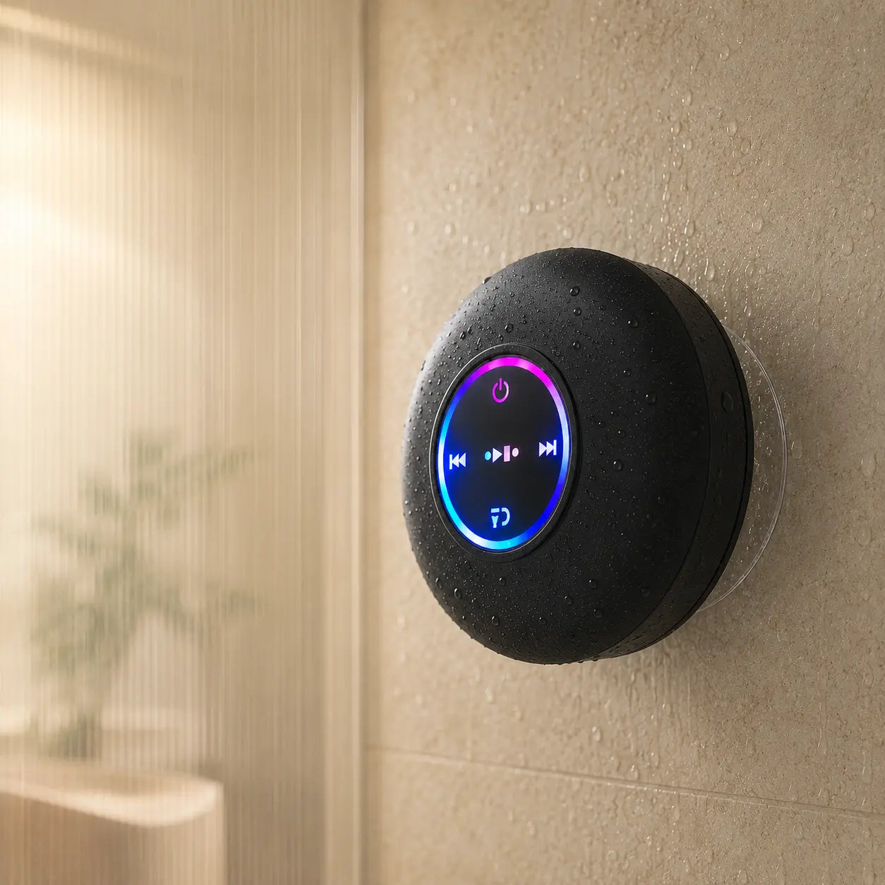 Enceinte MELOONDA fixée par ventouse sur une surface lisse